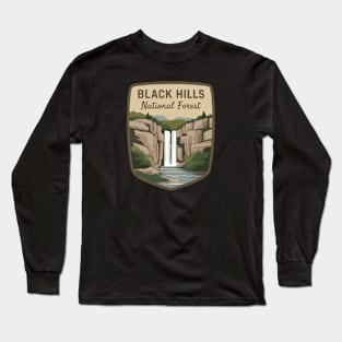 Black Hills National Forest Waterfall Emblem Long Sleeve T-Shirt